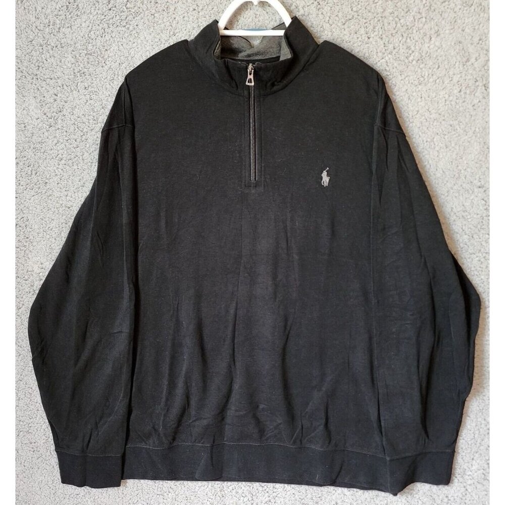 Polo Ralph Lauren Performance Black Quarter Zip Long Sleeve Shirt Size XXL